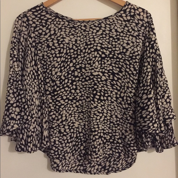 Black and white print blouse dress shirt - Picture 3 of 6